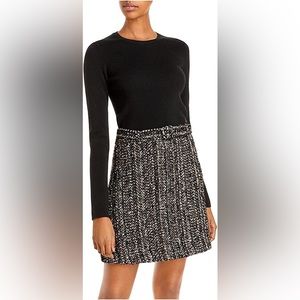 Theory Long Sleeve Knit Combo Dress